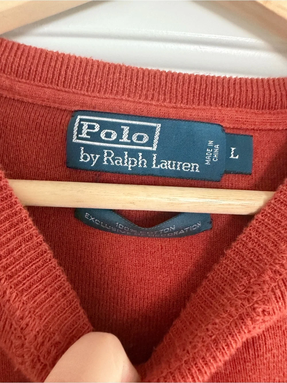 Polo Ralph Lauren Men’s Burnt Orange Crewneck Sweater w/ Green Pony Size Large
